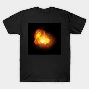 Fiery bomb explosion, orange color with sparks and smoke T-Shirt